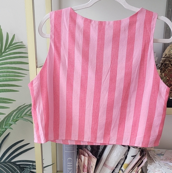 NWOT Pink Lily Boutiqe Pink and White Striped Women's Top Size XL - Picture 2 of 5